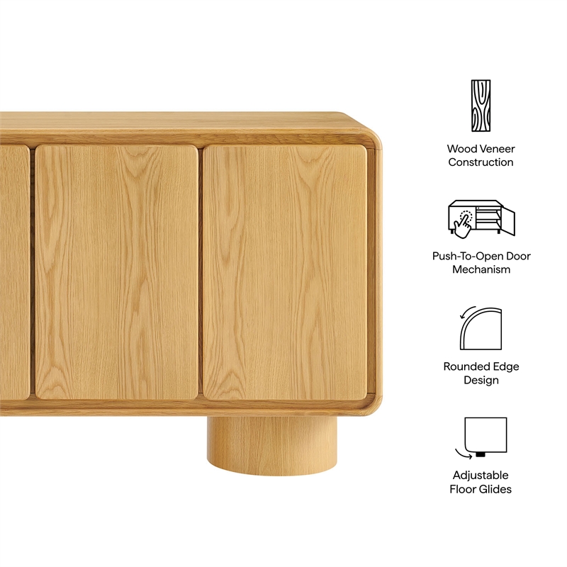 Lumo 4-Door Curved Wood Accent Cabinet in Oak