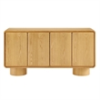 Lumo 4-Door Curved Wood Accent Cabinet in Oak
