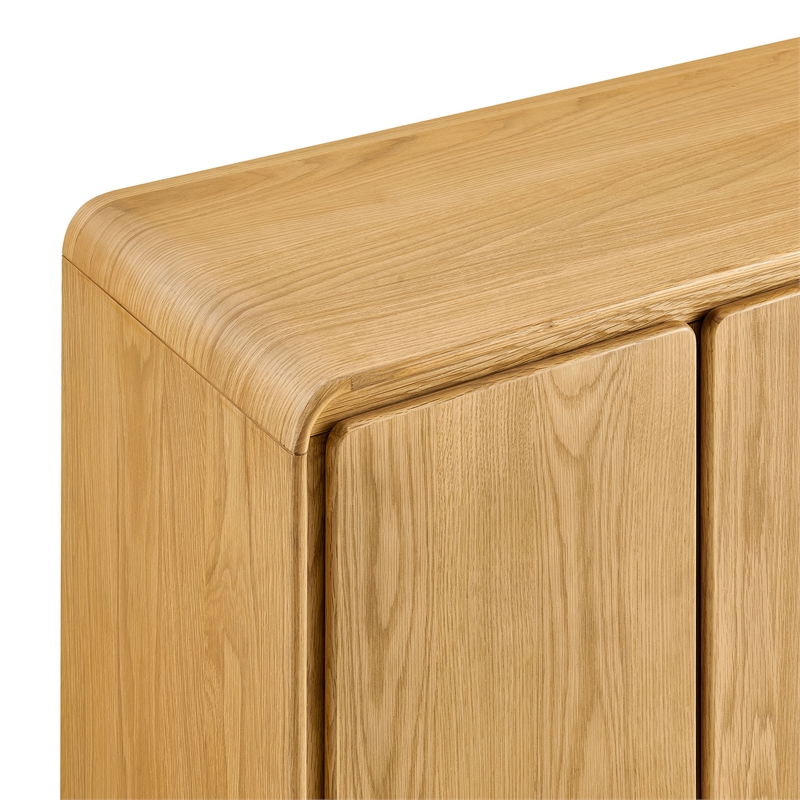 Lumo 4-Door Curved Wood Accent Cabinet in Oak