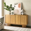 Lumo 4-Door Curved Wood Accent Cabinet in Oak