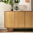 Lumo 4-Door Curved Wood Accent Cabinet in Oak