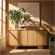Lumo 4-Door Curved Wood Accent Cabinet in Oak