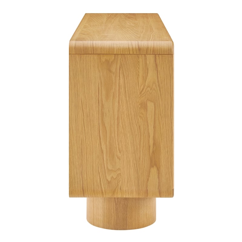 Lumo 4-Door Curved Wood Accent Cabinet in Oak