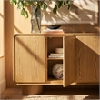 Lumo 4-Door Curved Wood Accent Cabinet in Oak