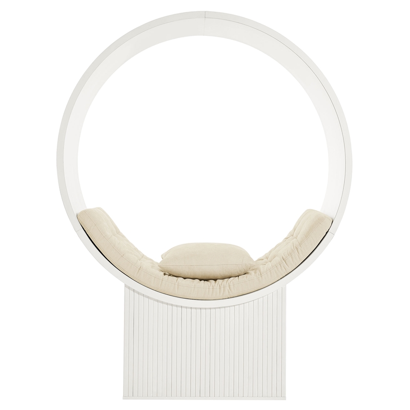 Aperture Round Alcove Accent Chair in White Ivory