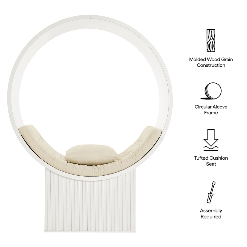 Aperture Round Alcove Accent Chair in White Ivory