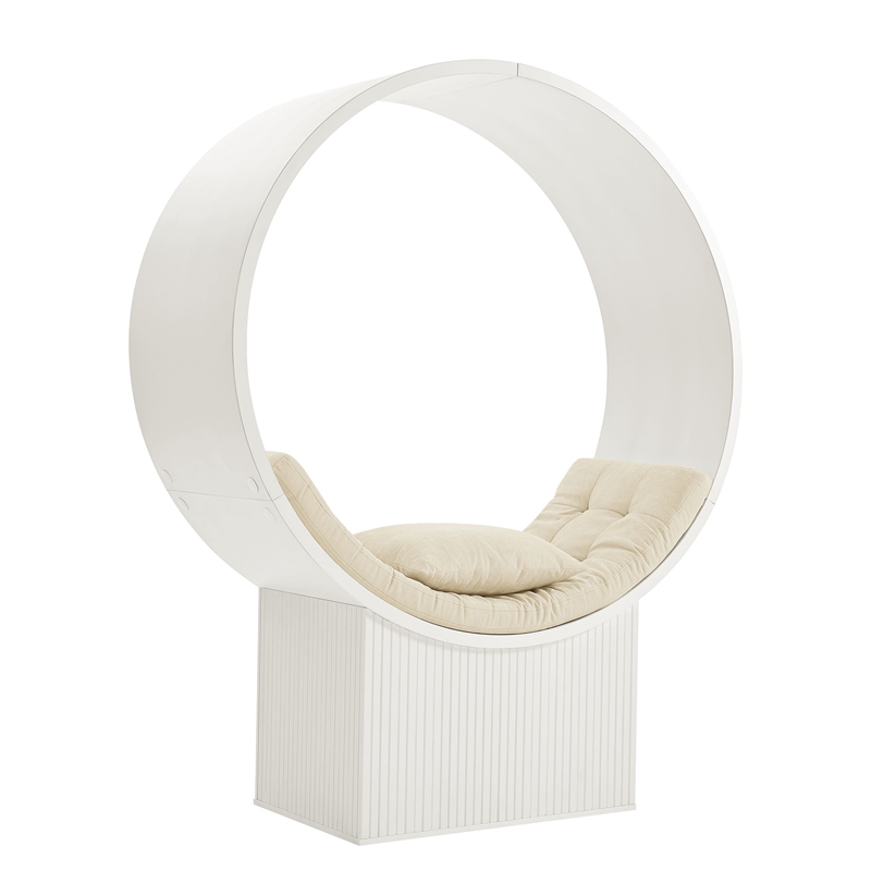 Aperture Round Alcove Accent Chair in White Ivory