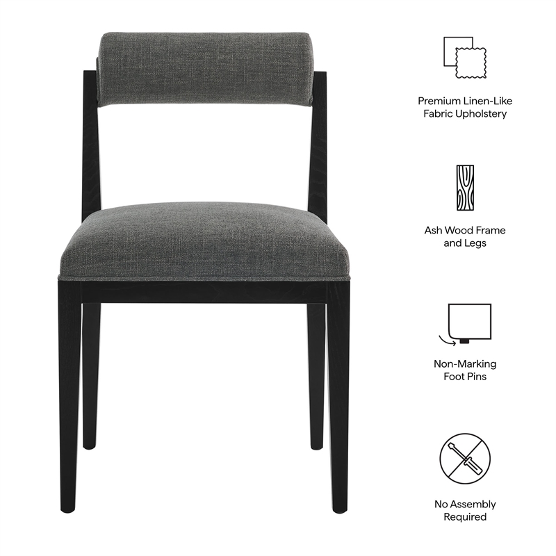 Kai Fabric Dining Chair Set of 2 in Charcoal