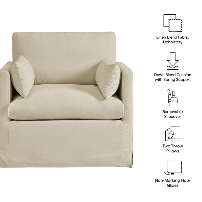 Wellfleet Slipcovered Linen-Blend Armchair in Linen