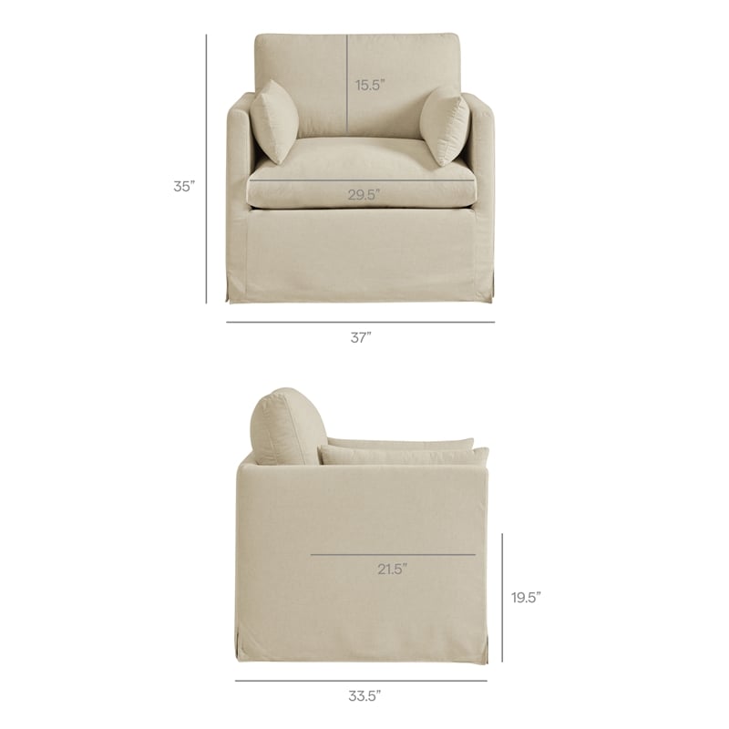 Wellfleet Slipcovered Linen-Blend Armchair in Linen