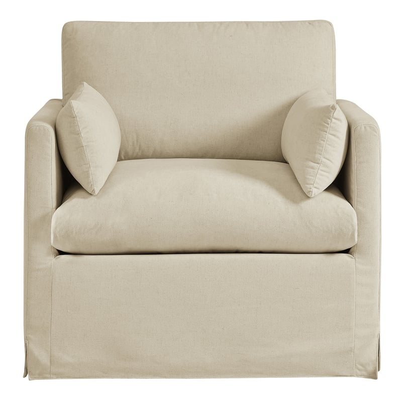 Wellfleet Slipcovered Linen-Blend Armchair in Linen