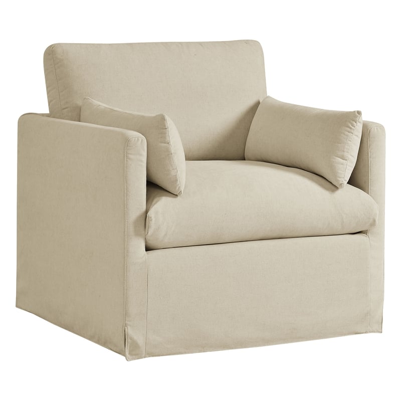 Wellfleet Slipcovered Linen-Blend Armchair in Linen