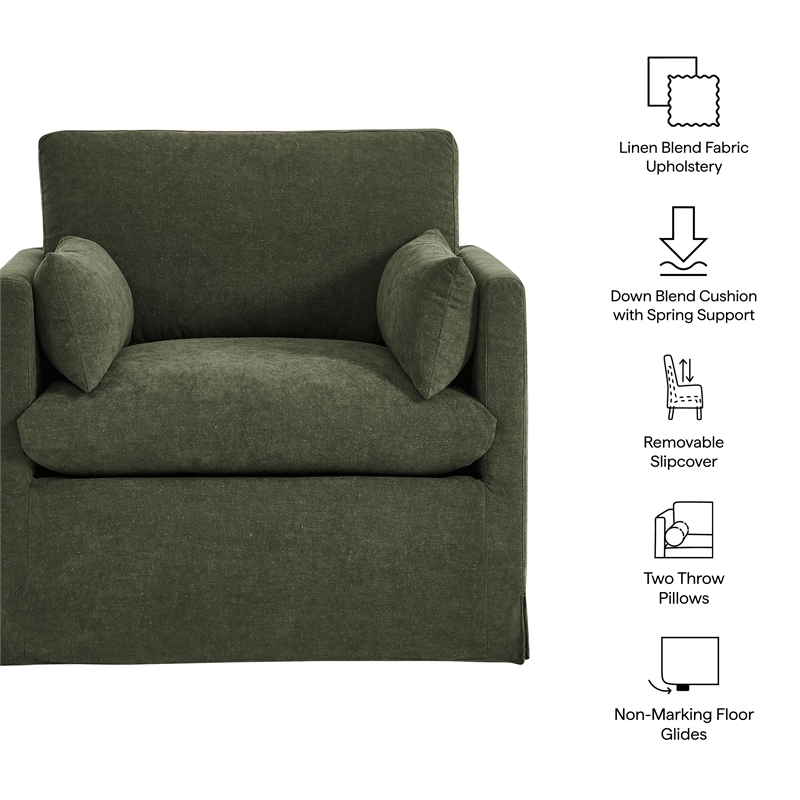 Wellfleet Slipcovered Linen-Blend Armchair in Sage