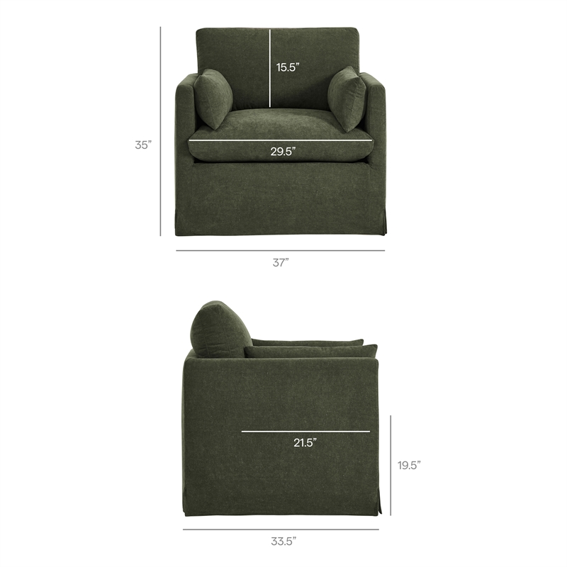 Wellfleet Slipcovered Linen-Blend Armchair in Sage