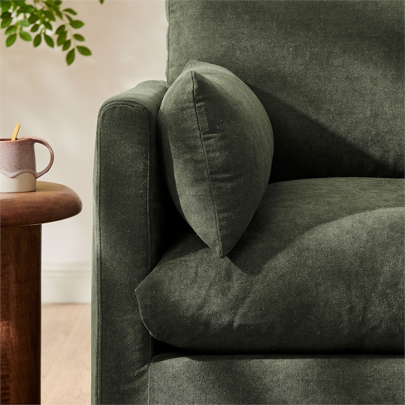 Wellfleet Slipcovered Linen-Blend Armchair in Sage