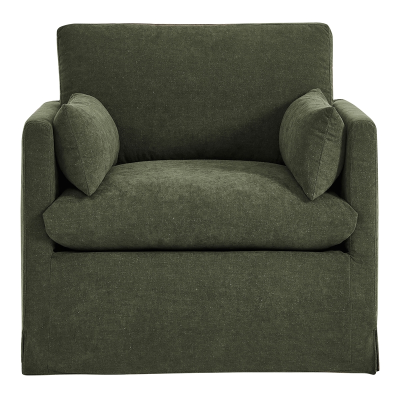 Wellfleet Slipcovered Linen-Blend Armchair in Sage