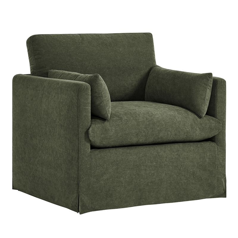 Wellfleet Slipcovered Linen-Blend Armchair in Sage
