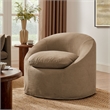 Sadie Slipcovered Linen-Blend Round Accent Chair in Almond