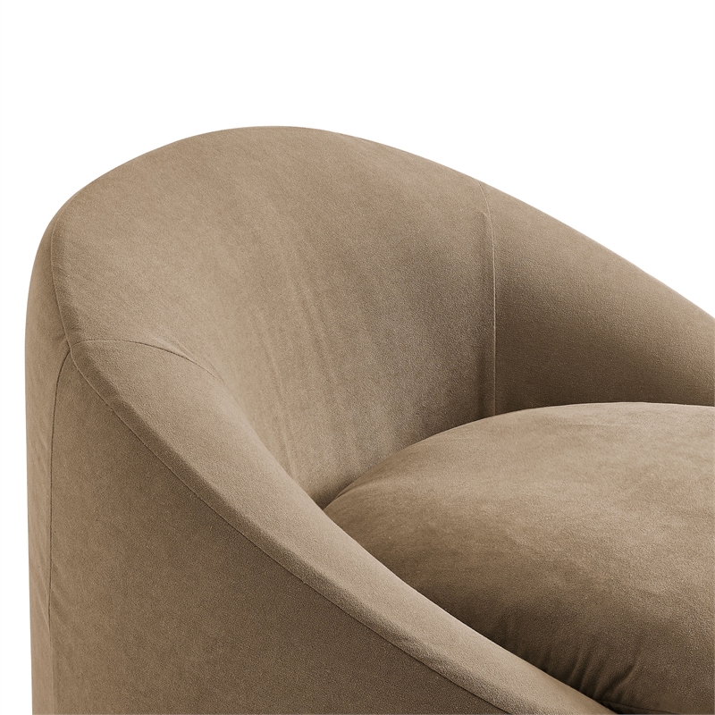 Sadie Slipcovered Linen-Blend Round Accent Chair in Almond