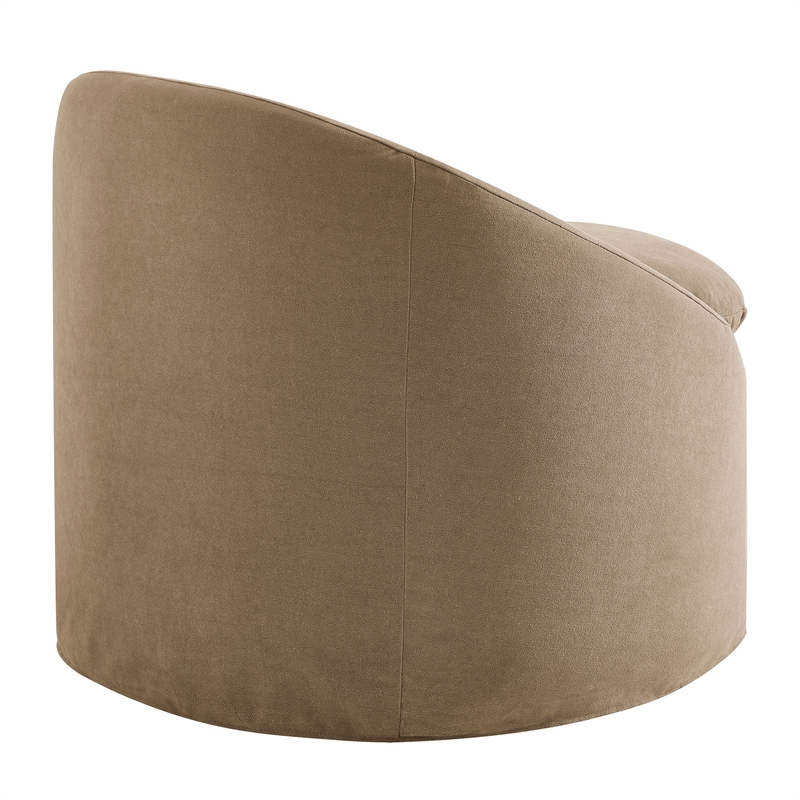 Sadie Slipcovered Linen-Blend Round Accent Chair in Almond