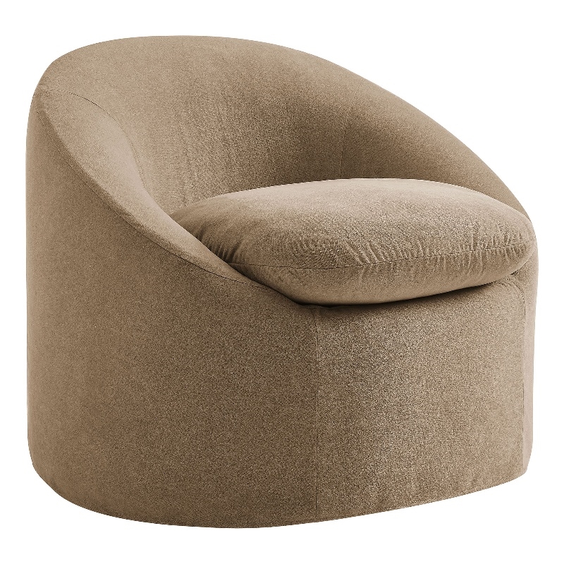 Sadie Slipcovered Linen-Blend Round Accent Chair in Almond
