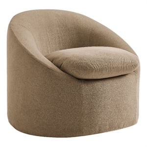 Sadie Slipcovered Linen-Blend Round Accent Chair in Almond