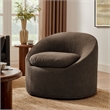 Sadie Slipcovered Linen-Blend Round Accent Chair in Cocoa