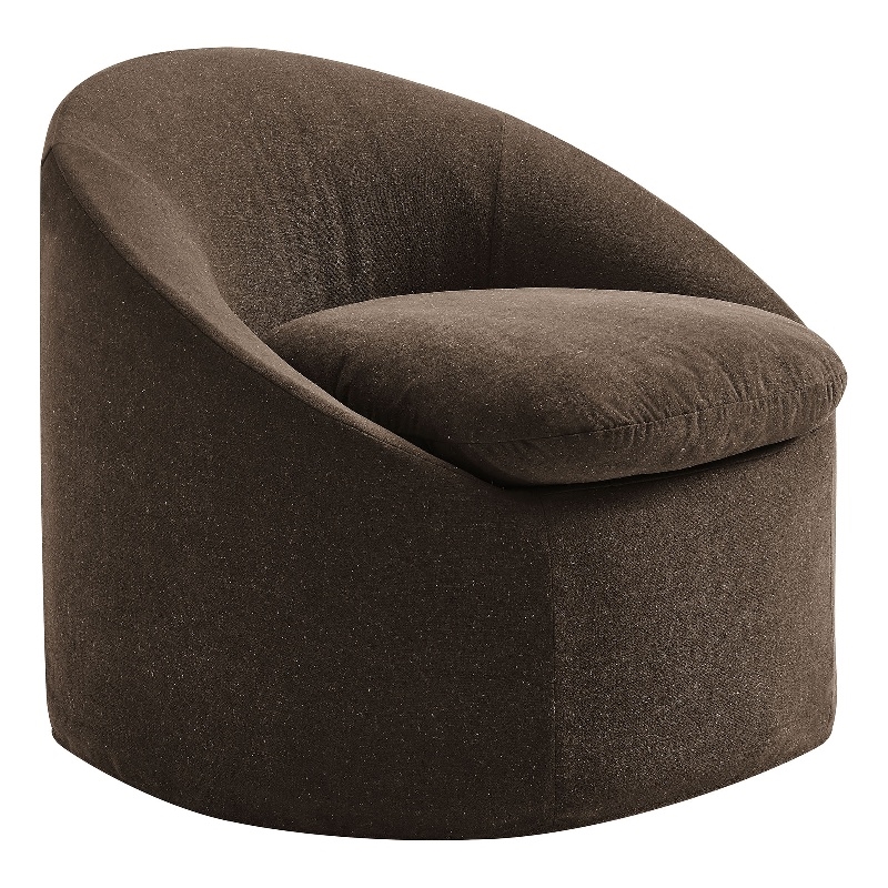 Sadie Slipcovered Linen-Blend Round Accent Chair in Cocoa