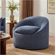 Sadie Slipcovered Linen-Blend Round Accent Chair in Denim