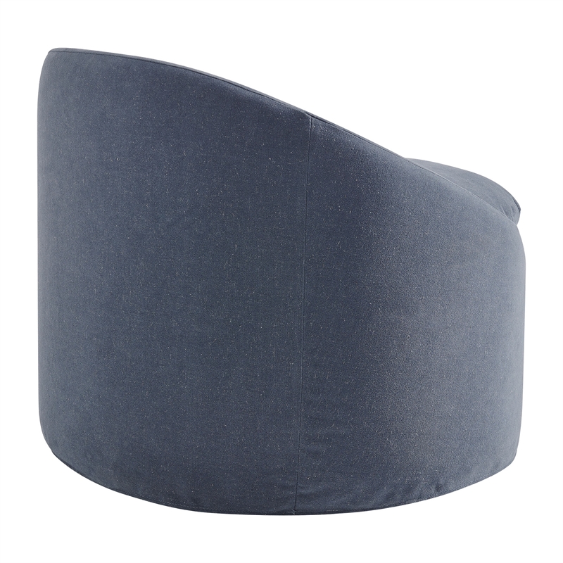 Sadie Slipcovered Linen-Blend Round Accent Chair in Denim