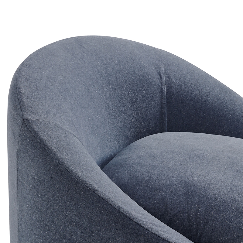 Sadie Slipcovered Linen-Blend Round Accent Chair in Denim