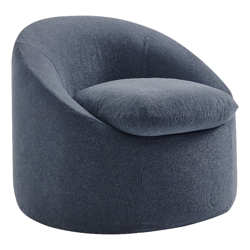 Sadie Slipcovered Linen-Blend Round Accent Chair in Denim