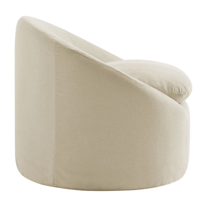 Sadie Slipcovered Linen-Blend Round Accent Chair in Linen