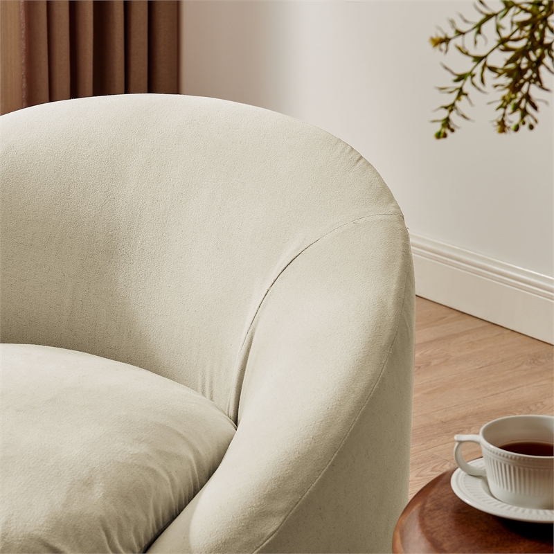 Sadie Slipcovered Linen-Blend Round Accent Chair in Linen