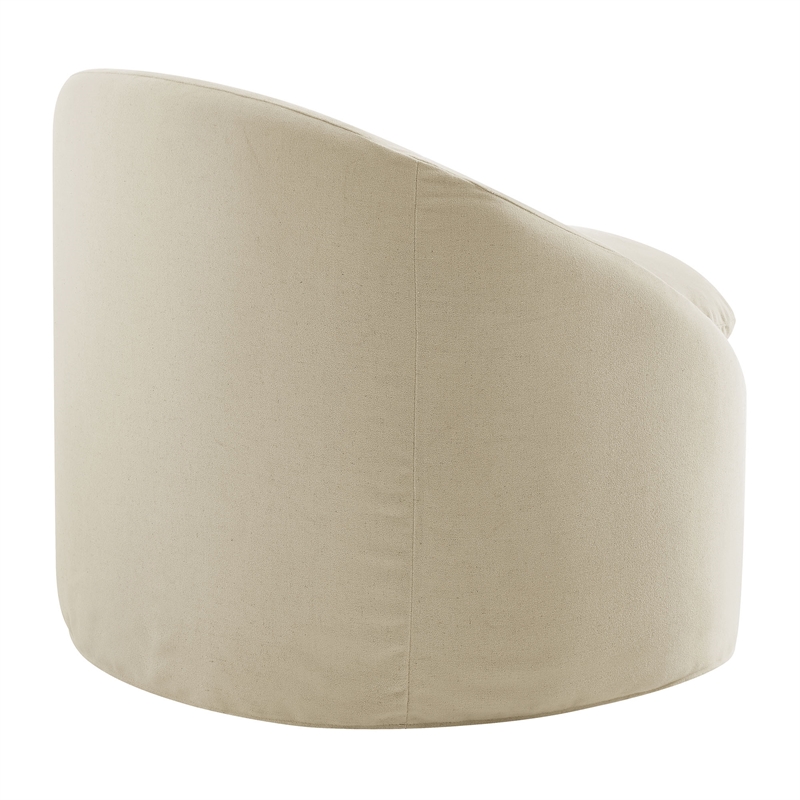 Sadie Slipcovered Linen-Blend Round Accent Chair in Linen