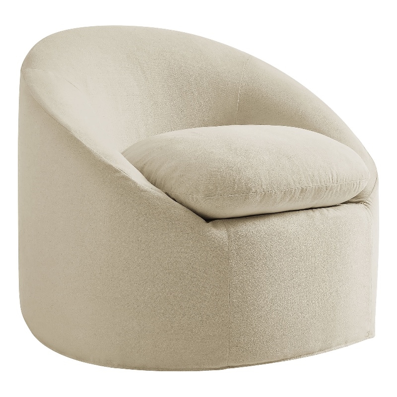 Sadie Slipcovered Linen-Blend Round Accent Chair in Linen