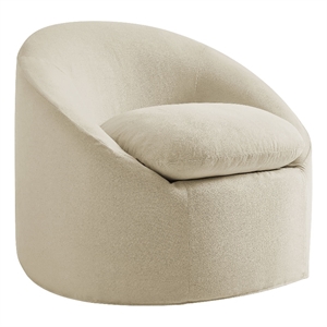 Sadie Slipcovered Linen-Blend Round Accent Chair in Linen