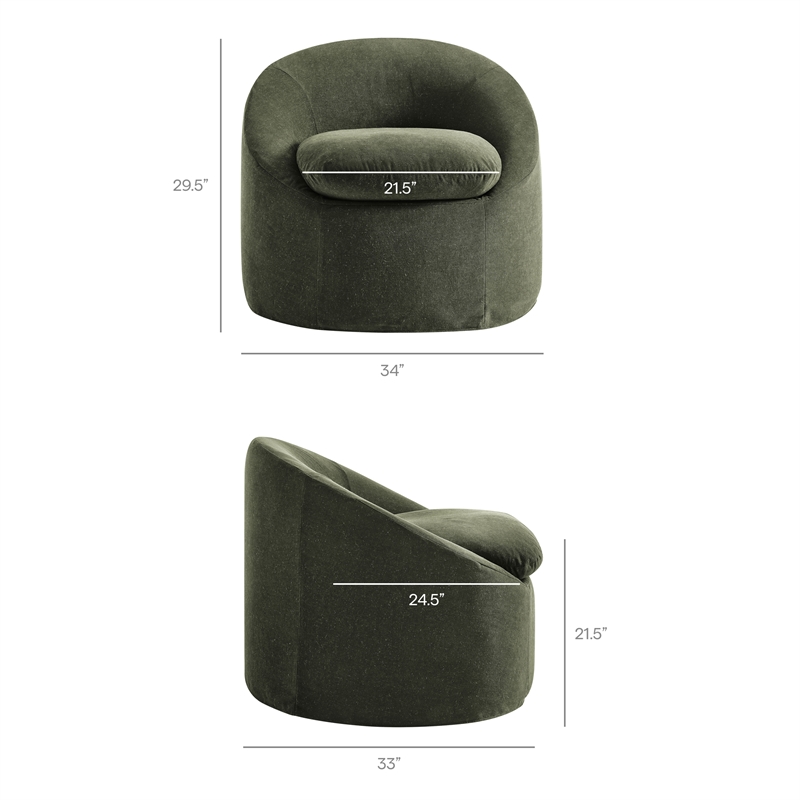 Sadie Slipcovered Linen-Blend Round Accent Chair in Sage