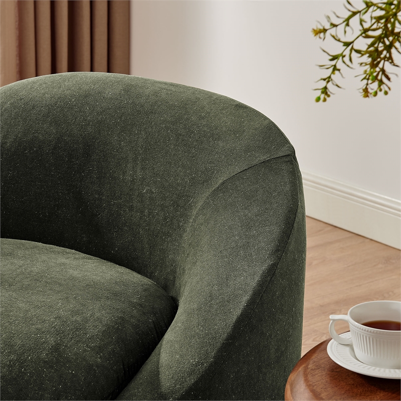 Sadie Slipcovered Linen-Blend Round Accent Chair in Sage