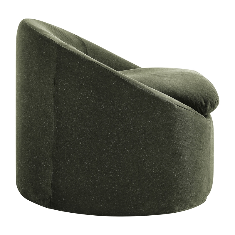 Sadie Slipcovered Linen-Blend Round Accent Chair in Sage