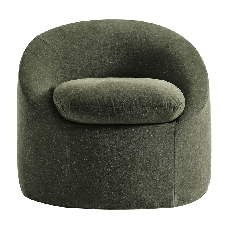 Sadie Slipcovered Linen-Blend Round Accent Chair in Sage