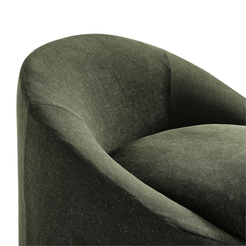 Sadie Slipcovered Linen-Blend Round Accent Chair in Sage