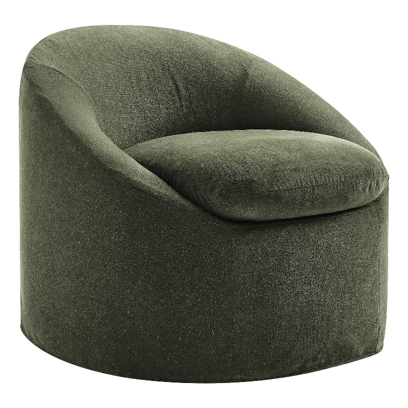 Sadie Slipcovered Linen-Blend Round Accent Chair in Sage