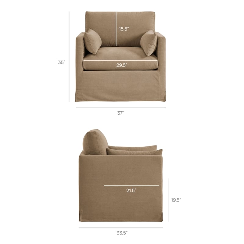 Wellfleet Slipcovered Linen-Blend Armchair in Almond
