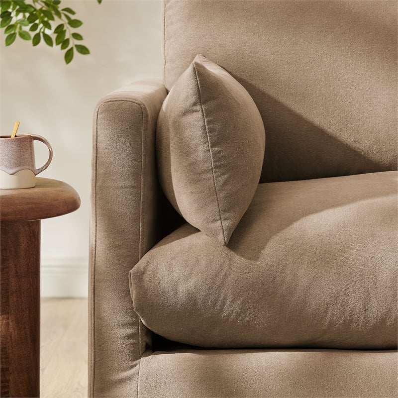 Wellfleet Slipcovered Linen-Blend Armchair in Almond