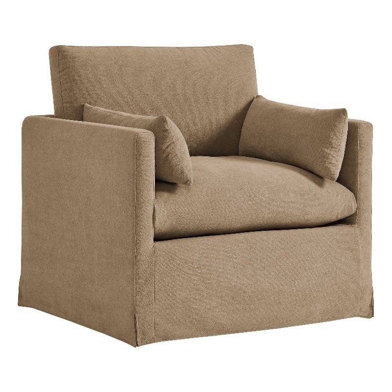 Wellfleet Slipcovered Linen-Blend Armchair in Almond