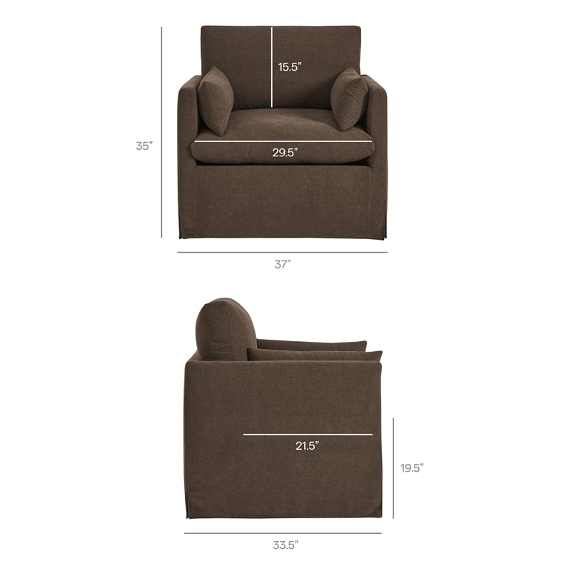 Wellfleet Slipcovered Linen-Blend Armchair in Cocoa