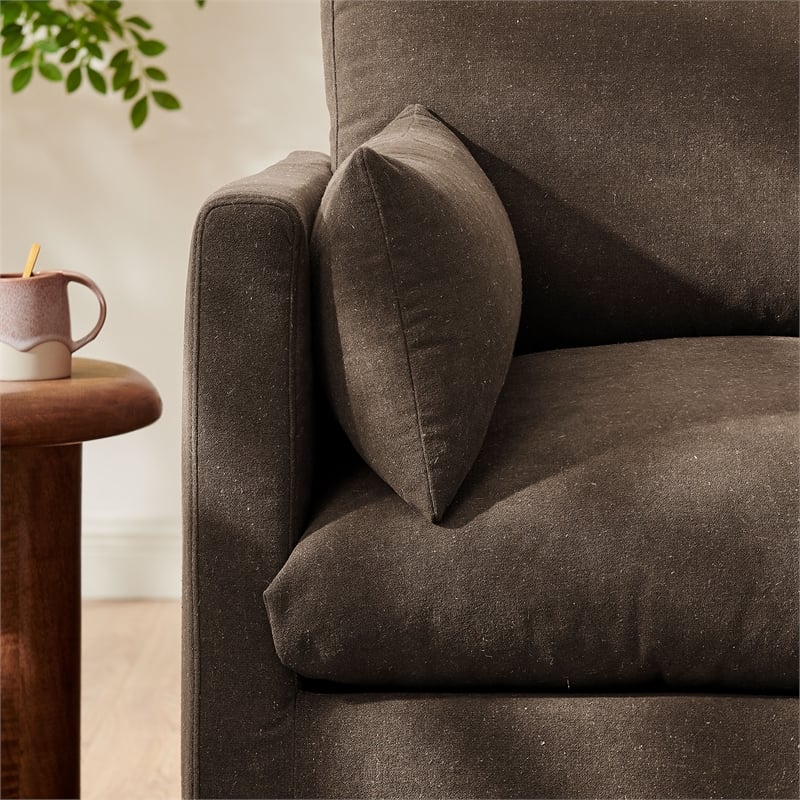 Wellfleet Slipcovered Linen-Blend Armchair in Cocoa