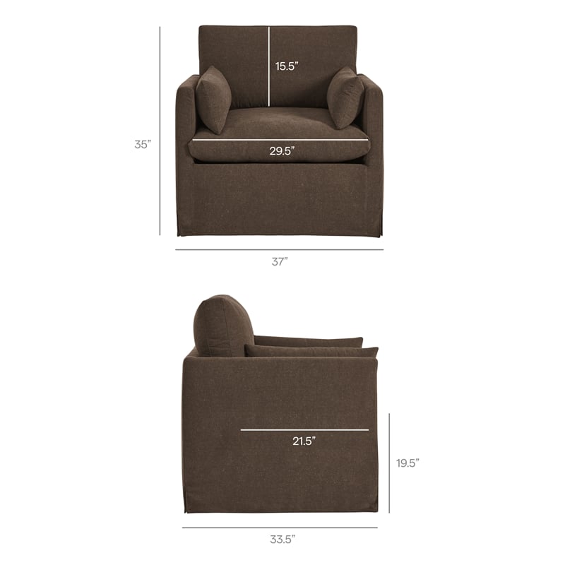 Wellfleet Slipcovered Linen-Blend Armchair in Cocoa