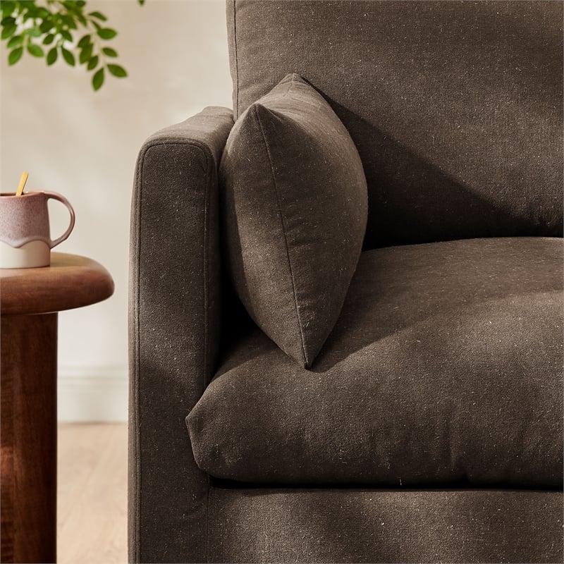 Wellfleet Slipcovered Linen-Blend Armchair in Cocoa